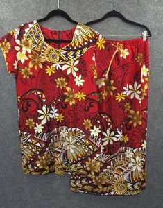 Maxi Vestido Túnica Acme Mujer Grande Manga Corta Top Polinesio Rojo Hawaiano - Imagen 1 de 22