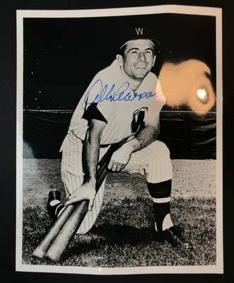 Albie Pearson Signed 8x10 B&W Photo NON-CERT AUTO W. Senators MLB 1958 AL ROY! - Image 1 of 2
