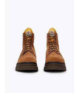 MONCLER ULYSSE SCARPA Brown/Yellow Leather Hiking Boots EU 41 US 8 MSRP $795 NEW - Picture 1 of 14