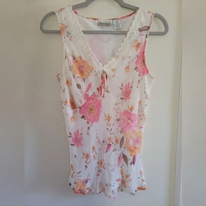 Vintage 90s Y2k 100% Silk Floral Coquette Danity Lace Sleeveless Top Medium - Bild 1 von 6