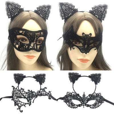 Hollow Lace Headband Cosplay Props Face Mask Fancy Dress Costume - - Image 1 of 4