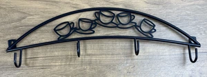 Wall Mounted Metal Tea Cup Coffee Cup Hook Rack Towel Rack Coats Black 15" NEW - Picture 1 of 7