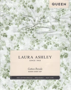Laura Ashley Queen Sheet Set Bella Floral Harvest Light Green 4pc Farmhouse Chic - Picture 1 of 4