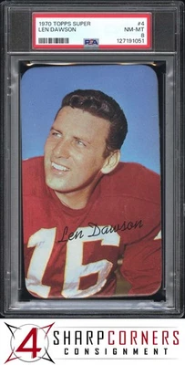 1970 TOPPS SUPER #4 LEN DAWSON CHIEFS HOF PSA 8 - Image 1 of 2