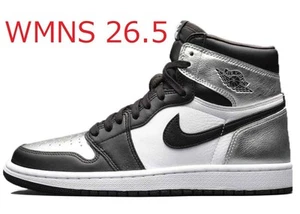 NIKE Men 8.5US Wmns Air Jordan 1 High Og Silver Toe   Women Domestic Black Tag - Picture 1 of 3