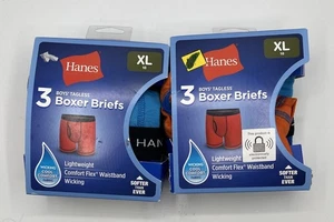 Hanes 6 Pair Boys Tagless Boxer Briefs Size XL 18 Comfort Lightweight - NEW - Picture 1 of 3