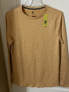 Top deportivo de manga larga elástico suave para hombre todo en movimiento dorado talla pequeña nuevo con etiquetas - Imagen 1 de 8