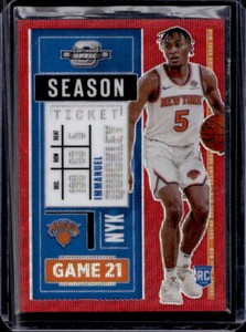 2020-21 Contenders Optic Immanuel Quickley Red Wave Prizm Season Ticket RC #3