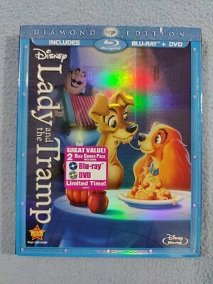 NEW SEALED DISNEY LADY AND THE TRAMP DIAMOND EDITION BLU-RAY + DVD W/ SLIP COVER - Image 1 of 2