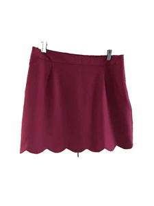 NWT Asos Skirt Size16 (W34in) short with scolloped hem lined side zip in Red - Picture 1 of 7