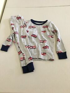 New Carter's Firetruck Pajama Set Long sleeve long pants Snug Gray Boys