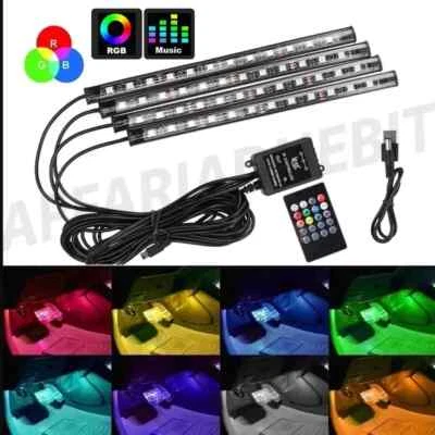 STRISCIA PER INTERNI AUTO 48 LED RGB LUCI VANO PIEDI ATMOSFERA TELECOMANDO USB - Immagine 1 di 4