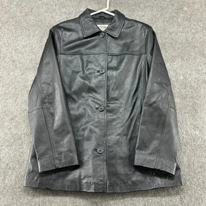 VINTAGE Sonoma Jacket Womens XL Black Lambskin Genuine Leather Real Solid Y2K - Picture 1 of 12