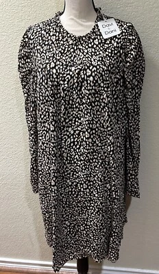 Vestido recto Davi & Dani Davi & Dani negro y tostado con estampado animal manga abullonada 3X Nuevo con etiquetas Foto 1 de 4