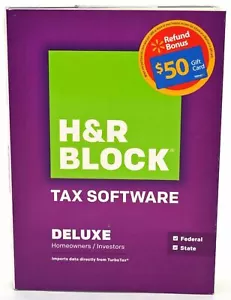 SEALED NEW H&R Block 2014 DELUXE Taxes Homeowner/Investor Federal+State tax CD - Picture 1 of 5