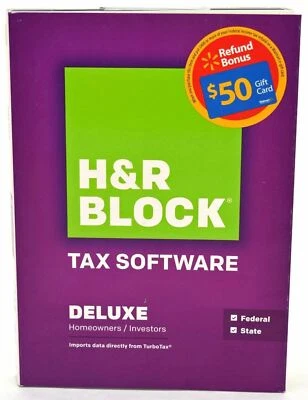 SEALED NEW H&R Block 2014 DELUXE Taxes Homeowner/Investor Federal+State tax CD - Image 1 of 4