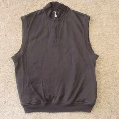 Colete de golfe Greg Norman masculino grande preto 1/4 zíper pulôver bolsos com zíper algodão em excelente estado usado - Imagem 1 de 4