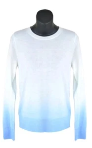 UK14 NEW Womens TU White Blue Shade Dip Dye Round Neck Jumper Girls Easter Gift - Picture 1 of 1