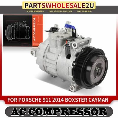 AC Compressor w/ Clutch for Porsche 911 2014 Boxster 2009-2014 Cayman Cayenne - Image 1 of 4