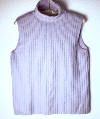 Suéter Chaleco Lafayette 148 NY Grande Cachemira Cuello Tortuga Capa Acanalada Foto 1 de 4