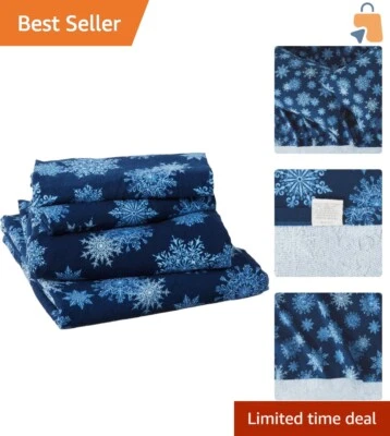 Luxurious 4-Piece Queen Flannel Bedding Set - Deep Pocket & Reversible Design - Image 1 of 4