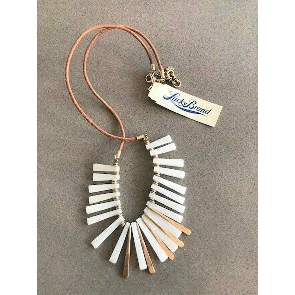 Lucky Brand мать жемчуг весло воротник кожаное ожерелье - Изображение 1 из 1