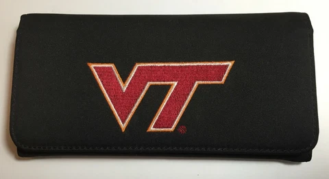 Virginia Tech Hokies Tri Fold Wallet, Removable Checkbook Holder, Mom, Ladies Cover