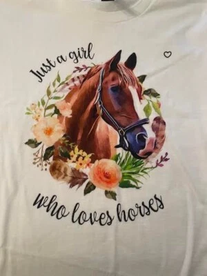 Camiseta juvenil, nueva, "Just a Girl Who Loves Horses". (juvenil-grande) Foto 1 de 4