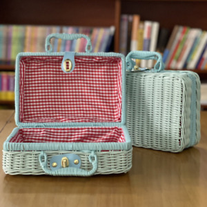  Baskets Picnic Storage Basket Wicker Suitcase with Hand Gift Box Woven