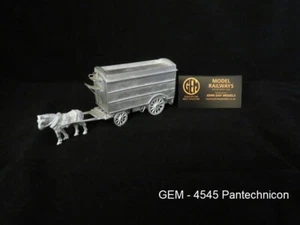 00/4MM  1:76  GEM - 4545 HORSE DRAWN PANTECHNICON VAN WHITE METAL KIT - Picture 1 of 10