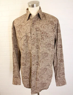 Stetson Western Shirt Mens Large Brown Paisley Pearl Snap Cowboy Rancher - Image 1 of 4