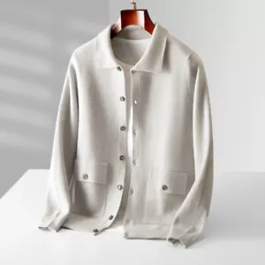 Autumn Winter Mens Wool Cardigan Collared Solid Color Knitting Coats Sweaters Sz - Picture 1 of 16