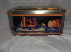 Ghirardelli Chocolate Large Biscuit Cookie Sewing Tin Storage San Francisco NICE - Foto 1 di 10