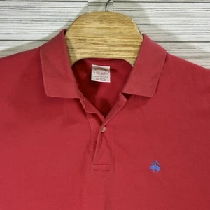 Brooks Brothers Performance Red Cotton Golf Polo Shirt Men's Sz Lg Blue Logo - Picture 1 of 7