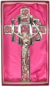 De colección Nuevo de Lote Antiguo Pesado INRI IHS Filigrana Chapado en Oro Crucifijo Cruz Decoración de Pared JC850 - Imagen 1 de 12