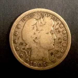 1905 Barber Quarter 25 Cents cd - - Picture 1 of 2