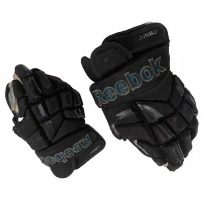 Guantes de jugador de hockey sobre hielo Reebok 10KN JUMBO [14” 36 cm] NHL Pro Stock SJ Sharks Foto 1 de 4