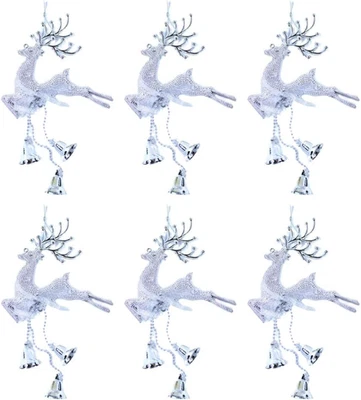 6 Stücke Weihnachten Hängende Ornamente Hohl Hirsch Rentier Glocke Design Weihna - Bild 1 von 4