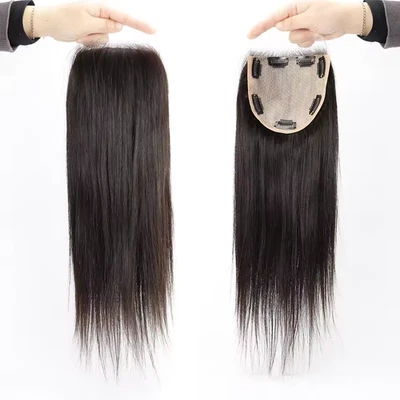 5*5" Base de Seda Topper Cabello Humano Seda Top Cierre de Encaje para Mujeres Negro Marrón 20" Foto 1 de 4