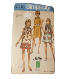 Vestido de costura vintage Muu-muu patrón simplicidad Jiffy #8793 talla Lg Miss - corte - Imagen 1 de 2