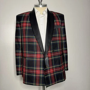Brooks Brothers Regent Men 48R Tuxedo Blazer Jacket Red Check Wool Double Breast - Picture 1 of 14