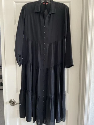 Johnny Was Black Tiered 100 Percent Silk Maxi Dress with Slip - XS - Image 1 of 4