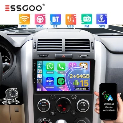ESSGOO Radio de coche 9" CarPlay para Suzuki Grand Vitara 2005-2015 64 GB Android 15 GPS Navi