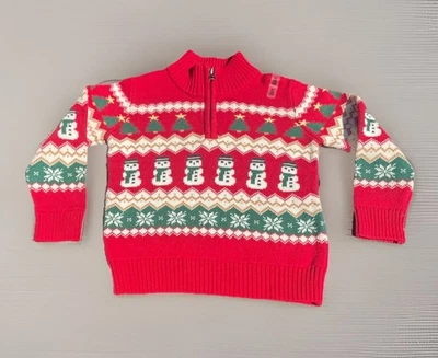 Suéter de Natal masculino infantil com zíper quarto tamanho XS (4) vermelho - Imagem 1 de 4