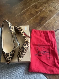 Christian Louboutin Piou Piou Pony Hair 85 Leopard Luxor Pumps 38.5 boxed shoes - Picture 1 of 14