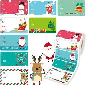 500 Pcs Christmas Gift Tags Stickers, Self-Adhesive Santa Claus Holiday Name Tag - Picture 1 of 7