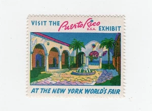 PÓSTER SELLO DE EXHIBICIÓN DE PUERTO RICO DE LA FERIA MUNDIAL DE NUEVA YORK 1939  - Imagen 1 de 1