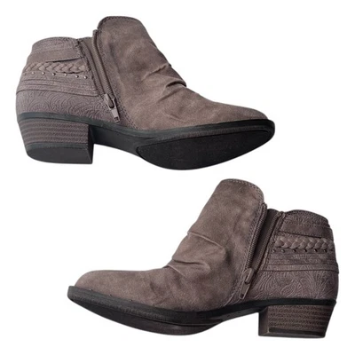 Maurices Womens Taupe Boots Size 6.5 Scrunched Detail Colby Booties Wedge Heels - Image 1 of 4
