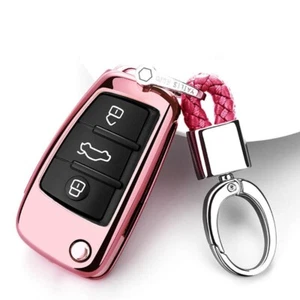 Funda rosa con llave de coche suave de poliuretano termoplástico para Audi Q3 Q7 A1 A3 TT S3 llavero - Imagen 1 de 8