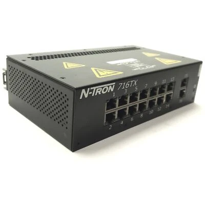 N-Tron 716TX Managed Industrial Ethernet Switch, 16-Port 10/100Mbps, 10-30VDC - Image 1 of 4